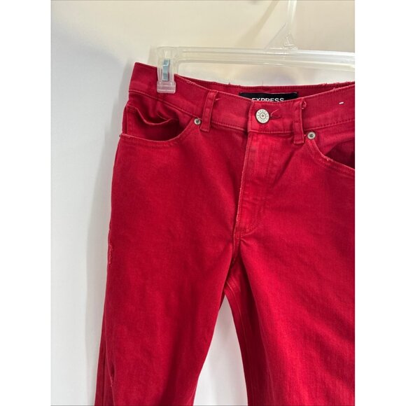 Express Jeans Womens Red 4 High Rise Ankle Legging Stretch - Picture 2 of 7
